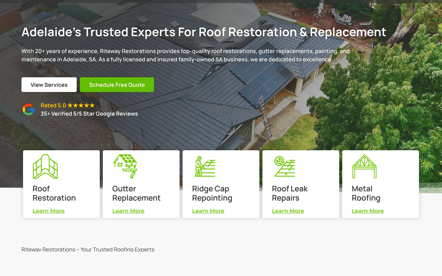 The Riteway Restorations website built and optimised by Searchology