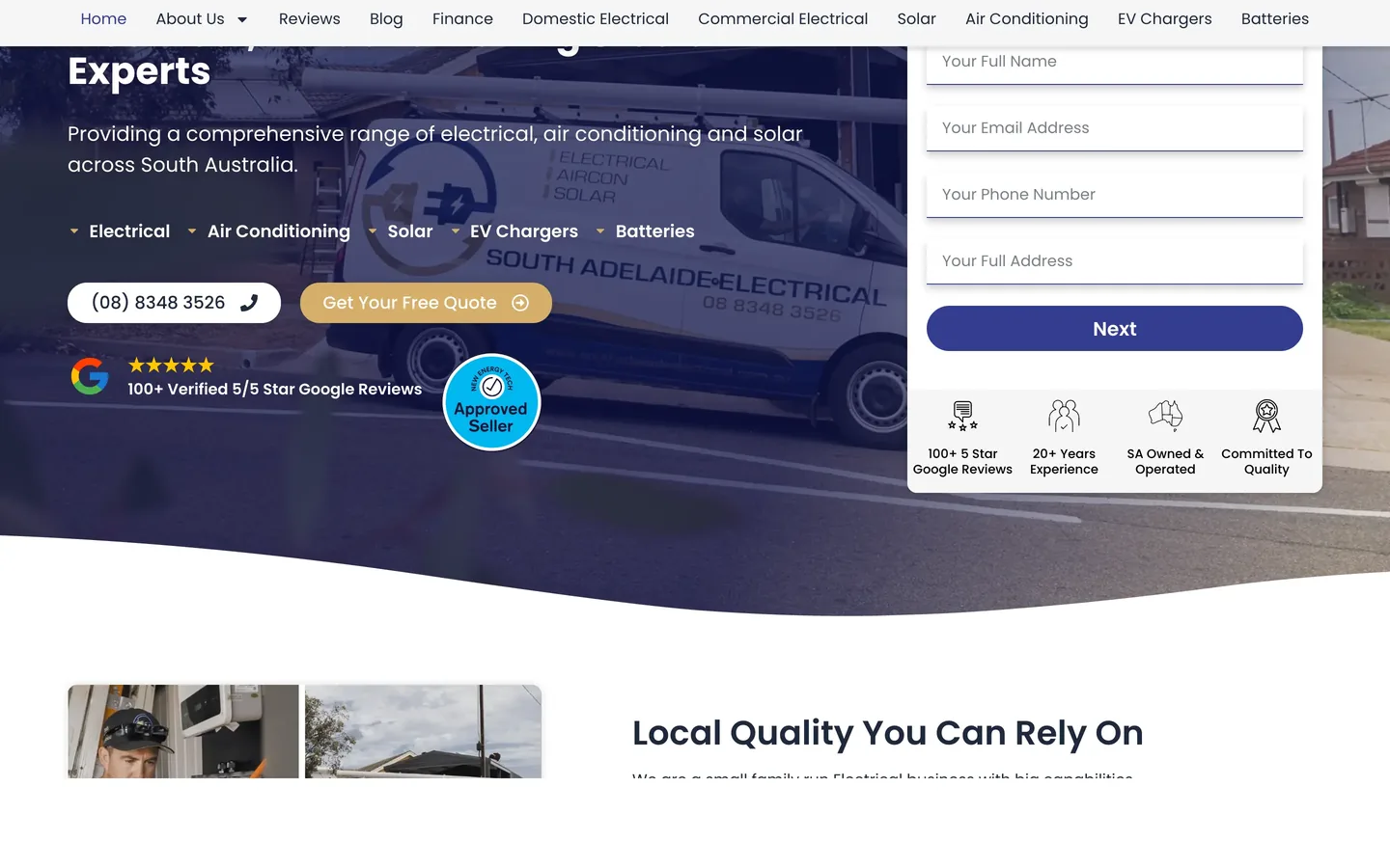 The South Adelaide Electrical website built and optimised by Searchology