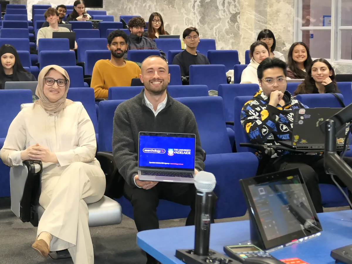 Marketing and business students at The University of Adelaide after the Searchology SEO guest lecture